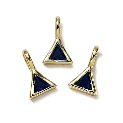 Синий Треугольник латуни микро проложить кубических прелести диоксида циркония, стойки покрытие, долговечный, без кадмия и без свинца, золотые, синие, 11.5x7.5x4.5 мм, отверстие : 4x2.5 мм