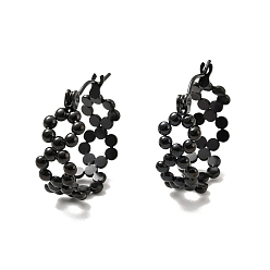Electrophoresis Black Ионное покрытие (ip) 304 серьги-кольца из бисера из нержавеющей стали для женщин, электрофорез черный, 19x7.5 мм, штифты : 0.7 мм