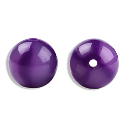 Purple Opaque Resin Beads, Round, Purple, 16mm, Hole: 3mm
