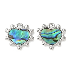 Нержавеющая Сталь Цвет 304 подвески из натуральной ракушки пауа из нержавеющей стали/белой ракушки, сердце прелести, цвет нержавеющей стали, 15.5x15.5x2.5 мм, отверстие : 1.6 мм