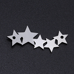 Stainless Steel Color 201 Stainless Steel Links connectors, Laser Cut, Star, Stainless Steel Color, 11.5x30x1mm, Hole: 1.4mm