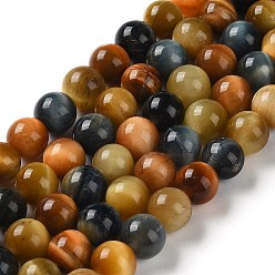Tiger Eye Natural Tiger Eye Beads Strands, Round, 8~8.5mm, Hole: 1.2mm, about 48pcs/strand, 15.04''(38.2cm)