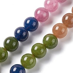 Белый Нефрит Натуральный белый нефрит имитация турмалина бусины нити, окрашенные, круглые, осенняя тематика красочные, 14 мм, отверстие : 1.2 мм, около 28 шт / нитка, 14.96'' (38 см)