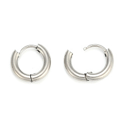 Color de Acero Inoxidable 304 pendientes de aro de acero inoxidable huggie, pendientes de aro gruesos, anillo, color acero inoxidable, 9 calibre, 16.5x18x3 mm, pin: 1 mm