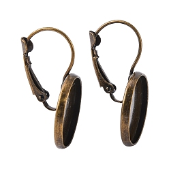 Bronze Antique Accessoires dormeuses d'oreilles en laiton, sans plomb et sans cadmium et sans nickel, bronze antique, 25~27x16 mm, plateau: 14 mm