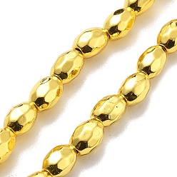 с Золотистым Покрытием Синтетических немагнитных гематит бисер нитей, граненые, овальные, с золотым покрытием, 6.5~7x5x5 мм, отверстие : 1 мм, около 55 шт / нитка, 15.75'' (40 см)
