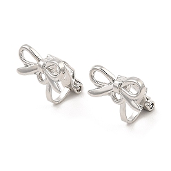 Platinum Alloy Clip-on Earring Findings, with Horizontal Loops, for Non-pierced Ears, Bowknot, Platinum, 14.5x14x11mm, Hole: 1.2mm