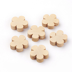 Navajo White Unfinished Maple Wood Beads, Natural Wooden Beads, Flower, Navajo White, 19.5x20.5x5.5mm, Hole: 1.5mm