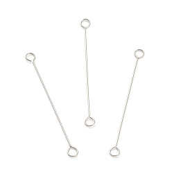 Stainless Steel Color 316 Surgical Stainless Steel Eye Pins, Double Sided Eye Pins, Stainless Steel Color, 30x2.5x0.4mm, Hole: 1.6mm