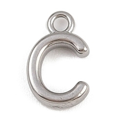 Letter C 304 Edelstahl Reize, Gestell, langlebig überzogen, Platin Farbe, Buchstaben c, 9x6x2 mm, Bohrung: 1.2 mm