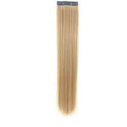 Gold Ladies Long Straight Clip in Hair Extensions for Women Girlss, High Temperature Fiber, Synthetic Hair, Gold, 21.65 inch(55cm)