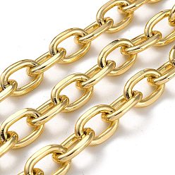 Light Gold Оксидированные алюминиевые кабельные цепи, овальные звенья, несварные, с катушкой, золотой свет, 20x13.5x3.3 мм, около 49.21 футов (15 м) / рулон