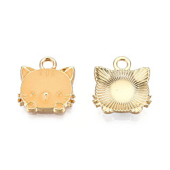 Белый Навахо Экологически чистые подвески из цинкового сплава, с эмалью, форма кошки, без кадмия, без никеля и без свинца, золотые, навахо белый, 15x13x3 мм, отверстие : 2 мм