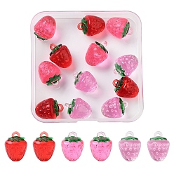(52) Непрозрачная лаванда 12 шт. 3 цвета прозрачная смола и акрил 3 d подвески в виде фруктов, клубника прелести, разноцветные, 18.5x14 мм, отверстие : 1.7 мм, 4 шт / цвет