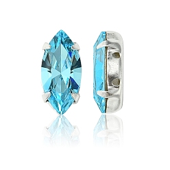 60010 Aqua Bohemica Пришивные чашки preciosa® maxima crystal, многожильных ссылки, чешский хрусталь, с настройками латуни, 719 39 048 наветт, серебряные, 60010 аква богемика, 15x7 мм