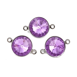 Орхидея Подвески-коннекторы со стеклянным конусом, с 304 установками из нержавеющей стали, цвет нержавеющей стали, сиреневые, 10.5x16x5.5 мм, отверстие : 1 мм