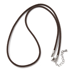 Коричневый 2мм круглый нейлоновый миланский шнур для изготовления ожерелья, с латунными выводами и 303 застежками из лобстера из нержавеющей стали, цвет нержавеющей стали, кофе, 18.50~18.70 дюйм (47~47.5 см)