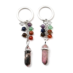 Родонит Бусины из натурального черного родонита с кольцами из сплава и железа брелки, 191~195 мм