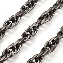 Gunmetal Aluminium Rope Chains, Unwelded, with Spool, Gunmetal, 16x10x2.5mm, about 16.40 Feet(5m)/Roll