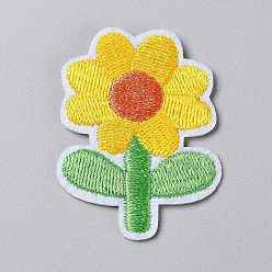 Colorful Computerized Embroidery Cloth Iron on/Sew on Patches, Costume Accessories, Appliques, Flower, Colorful, 49x38x1mm