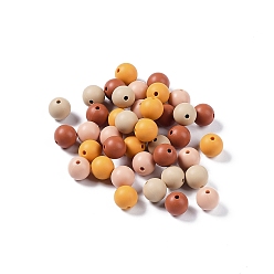 Orange Round Food Grade Eco-Friendly Silicone Focal Beads, Chewing Beads For Teethers, DIY Nursing Necklaces Making, Orange, 12mm, Hole: 2.5mm, 4 colors, 10pcs/color, 40pcs/bag