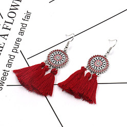 Red HE-8366 Earrings fashion sun flower long tassel pendant accessories set of 12