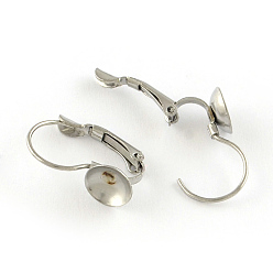 Stainless Steel Color Smooth Surface 304 Stainless Steel Leverback Earring Findings, Stainless Steel Color, 19x8mm, Fit for 8mm rhinestone, Pin: 0.8mm