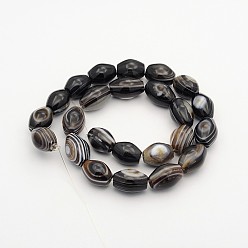 Banded Agate Bicone Natural Striped Agate/Banded Agate Beads Strands, Dyed & Heated, 18x13mm, Hole: 2mm, about 24pcs/strand, 16 inch