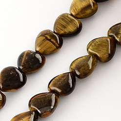 Coffee Natural Tiger Eye Bead Strands, Heart, Coffee, 19x20~20.5x7.5mm, Hole: 2mm, about 10pcs/strand, 8.26 inch