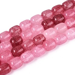Светло-Вишневый Выпечки нарисованные потрескивание стеклянные бусины пряди, баррель, светло-вишневый, 9.5~10x8~8.5 мм, отверстие : 0.8~1.4 мм, около 79~83 шт / нитка, 29.92~31.5'' (76~80 см)