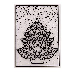 Christmas Tree Transparent Plastic Embossing Template Folders, For DIY Scrapbooking/Photo Album Decorative/Embossed Paper, Stamp Sheets, Black, Christmas Tree Pattern, 14.8x10.5cm