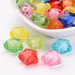 Mixed Color Transparent Acrylic Beads, Bead in Bead, Star, Mixed Color, 34x35x13mm, Hole: 3mm, about 60pcs/500g
