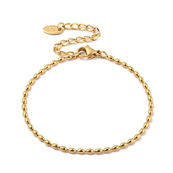 Golden 201 Stainless Steel Rugby Beaded Chain Bracelets, Golden, 6-3/8 inch(16.3cm), Wide: 2mm