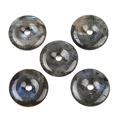 Лабрадорита Природные подвески лабрадорита, подвески в виде пончиков/пи-дисков, 30x5.5~6 мм, отверстие : 5 мм