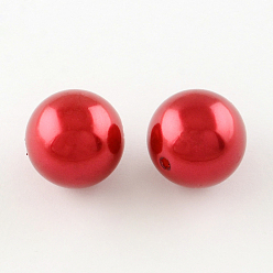 Red Round ABS Plastic Imitation Pearl Beads, Red, 20mm, Hole: 2mm, about 120pcs/500g