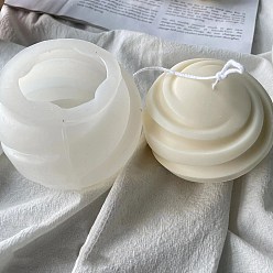 White DIY Candle Food Grade Silicone Molds, Resin Casting Molds, For UV Resin, Epoxy Resin Jewelry Making, Round, Grooved, White, 9.5x8cm, Finished Product: 8.5x7.4cm