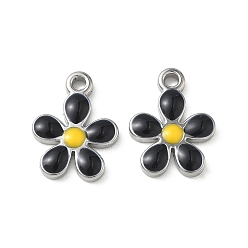 Черный 304 нержавеющей стальной эмали подвески, , цвет нержавеющей стали, чёрные, 17x13x2.5 мм, отверстие : 1.8 мм