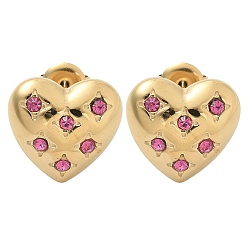 Орхидея Ионное покрытие (ip) 304 серьги-гвоздики из нержавеющей стали, со стразами, реальный 14 k позолоченный, сердце, сиреневые, 14.5x15 мм