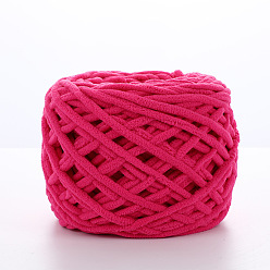 Deep Pink Soft Crocheting Polyester Yarn, Thick Knitting Yarn for Scarf, Bag, Cushion Making, Deep Pink, 6mm