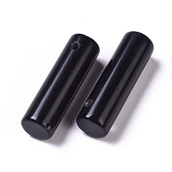 Obsidian Natural Black Obsidian Pendants, Column, 34~36x10~10.5mm, Hole: 2mm