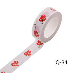 Heart Self Adhesive Paper Tape Roll, DIY Scrapbook Decorative Paper Tapes for DIY Scrapbooking Supplie Gift Decoration, Heart, 15x0.2mm, 10m/roll