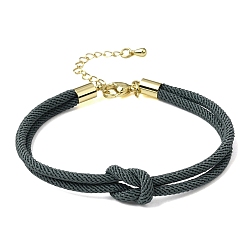 Cadet Blue 3MM Round Nylon Braided Cord Bracelet Making, Knot, with Golden 202 Stainless Steel Lobster Clasp & Brass Finding, Cadet Blue, 6.69x0.39 inch(17x1cm)