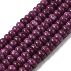 Фиолетовый Бусины из натурального белого нефрита, окрашенные, рондель, фиолетовые, 8x5 мм, отверстие : 1 мм, около 74 шт / нитка, 15.15 дюйм (38.5 см)
