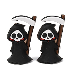 Others Halloween Silicone Focal Beads, Grim Reaper, 35x20x16.5mm, Hole: 3mm