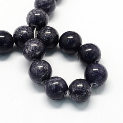 Prussian Blue Natural Dyed Yellow Jade Gemstone Bead Strands, Round, Prussian Blue, 6mm, Hole: 1mm, about 66pcs/strand, 15.7 inch