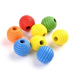 Mixed Color Dyed Natural Wood Beehive Beads, Round, Mixed Color, 14x13mm, Hole: 3mm, about 649pcs/500g