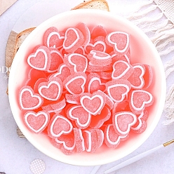 Salmon Resin Cabochons, Mobile Phone Decoration, Heart, Salmon, 17x15mm
