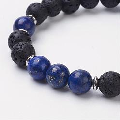 Ляпис-Лазурь Натуральный лазурит (окрашенный) эластичные браслеты, С латунными прокладками, круглые, 2 дюйм (52 мм)