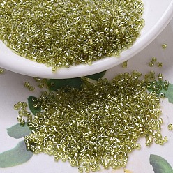 (DB0124) Прозрачный Золотисто-оливковый Блеск Бусины miyuki delica, цилиндр, японский бисер, 11/0, (DB 0124) прозрачный золотой оливковый блеск, 1.3x1.6 мм, отверстие : 0.8 мм, Около 2000 шт / 10 г