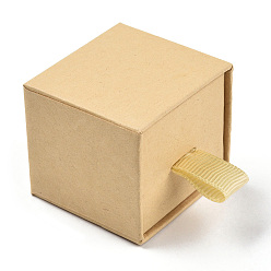 Navajo White Cardboard Jewelry Boxes, for Ring, with Sponge Inside, Square, Navajo White, 1-3/4x1-3/4x1-3/4 inch(4.5x4.5x4.5cm)